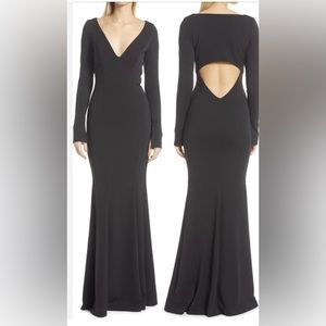 Katie May Cleo Long Sleeve Cutout Back Gown NWT SIZE XS